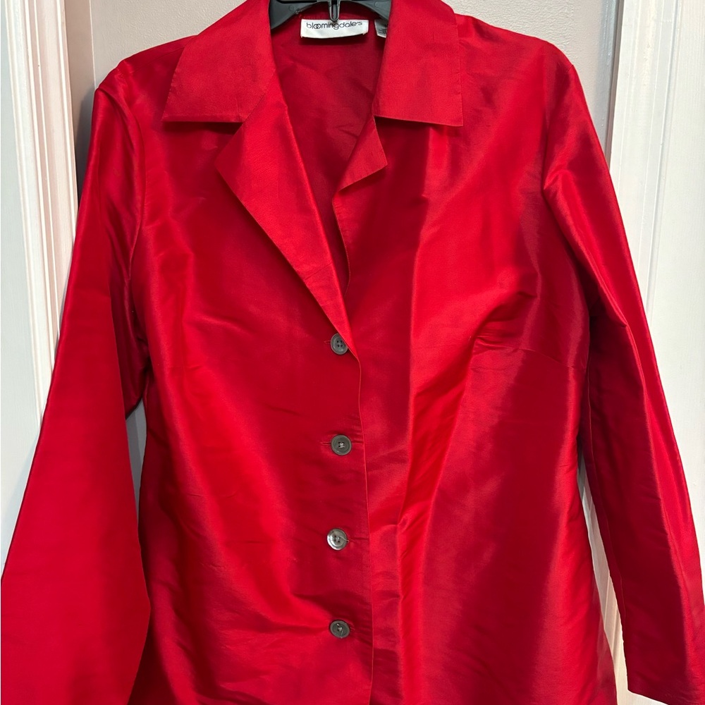 Vintage Red Silk Blouse